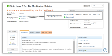 Registration manager bid notification