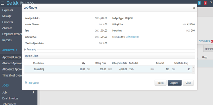 maconomy project quote approvals