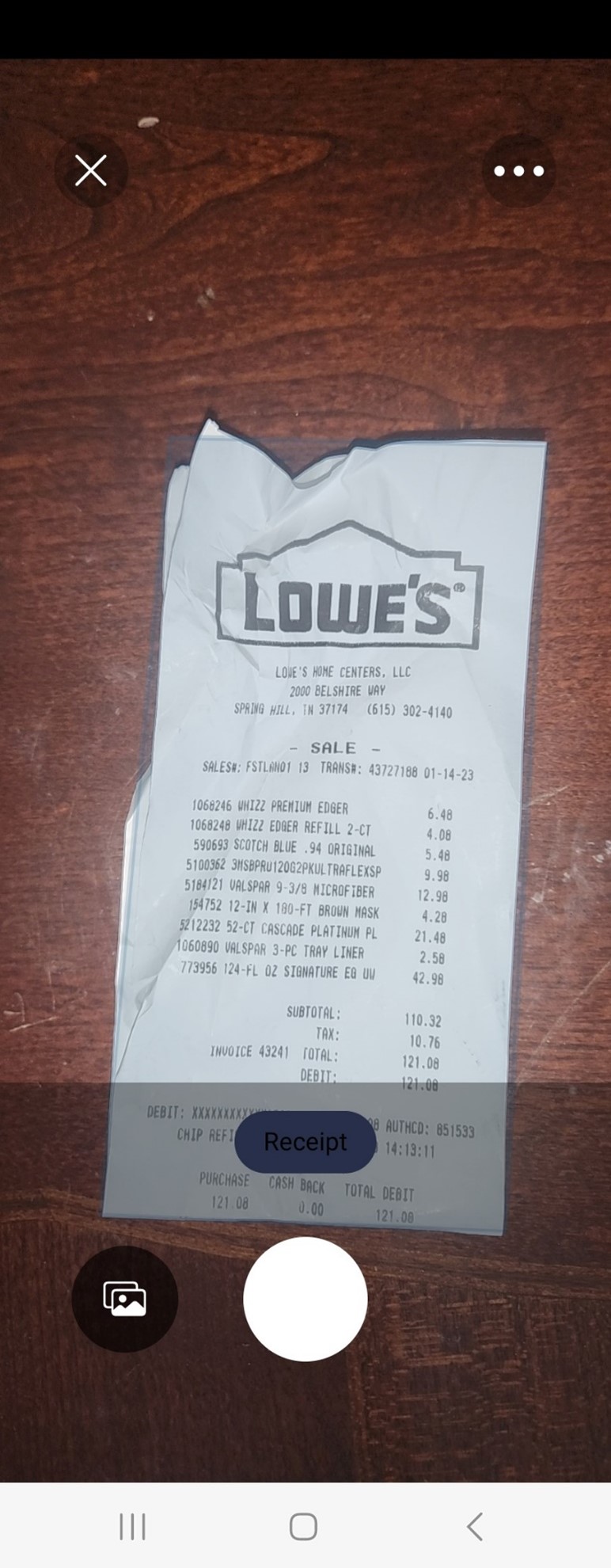 ICR receipt capture
