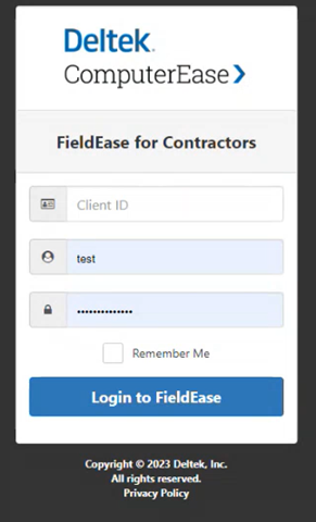 ComputerEase's New FieldEase Login Screen