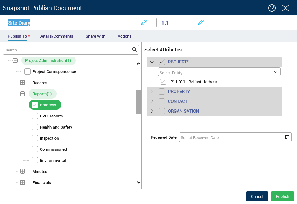 PIM Publish Snapshot