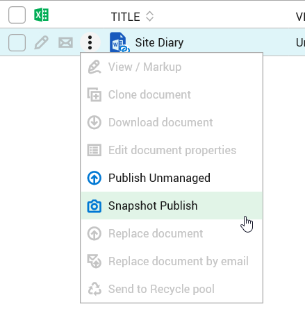 PIM Snapshot DropDown