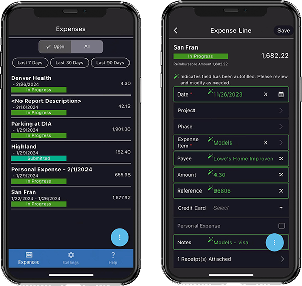 Manage expenses from your mobile device