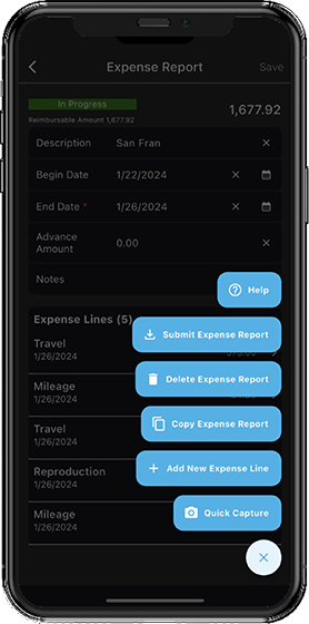 Create expense reports from your mobile device