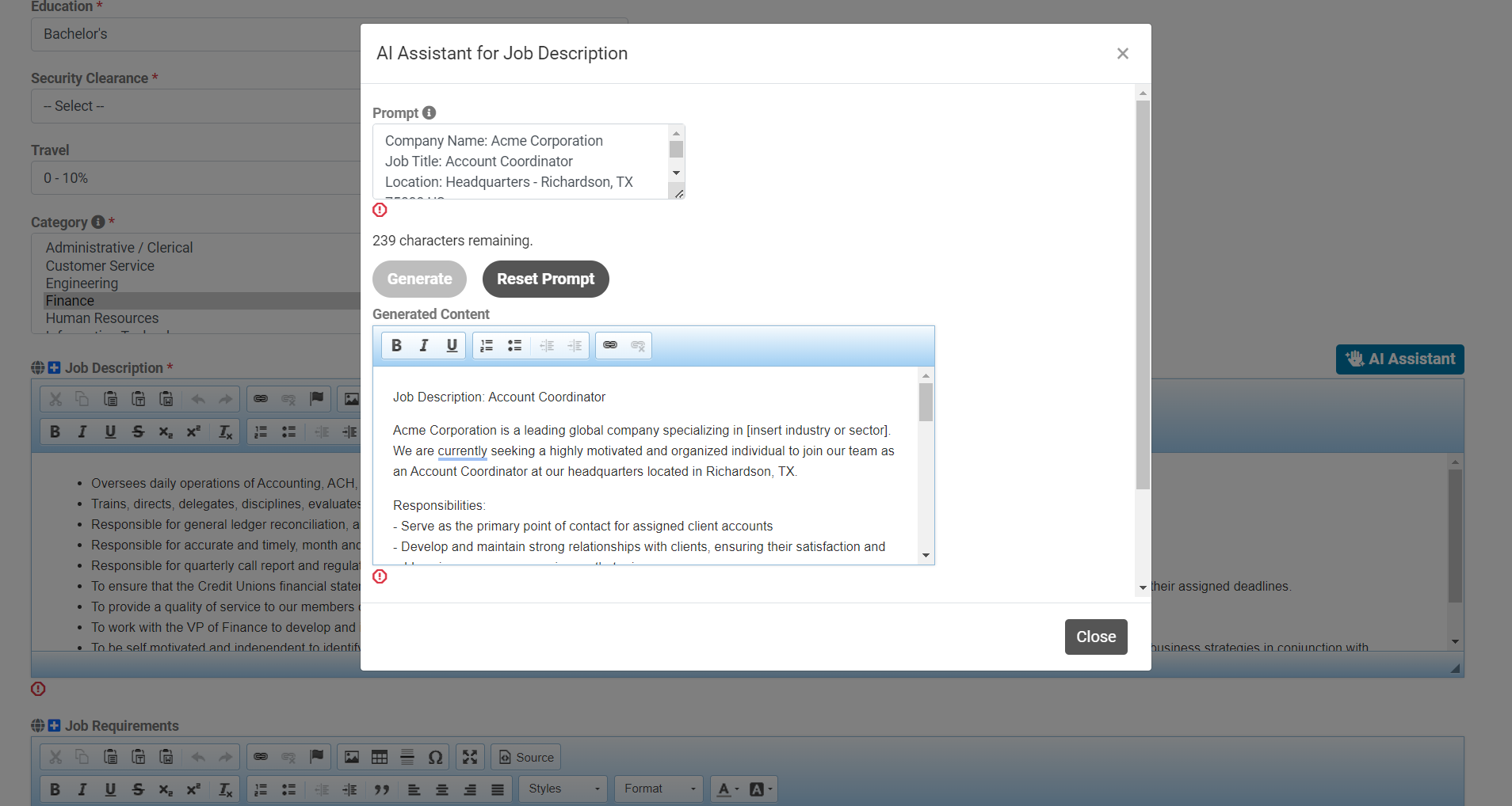 AI Powered Job Description