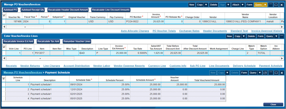 Manage PO-invoices