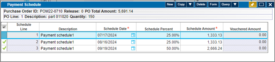 PO Payment Schedule Subtask