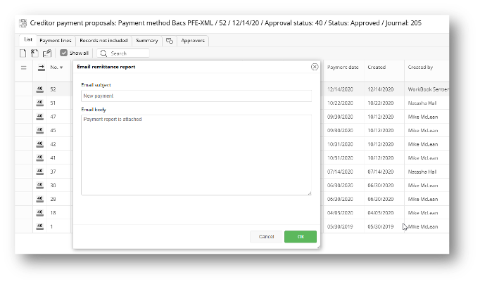 Deltek WorkBook new feature to generate remittance emails for every vendor on a payment proposal in one click