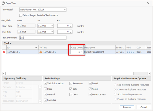 Task duplication - minimizing repetitive work during proposal setup