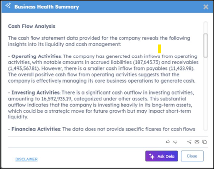 The Business Health Smart Summary automates data analysis and delivers actionable insights