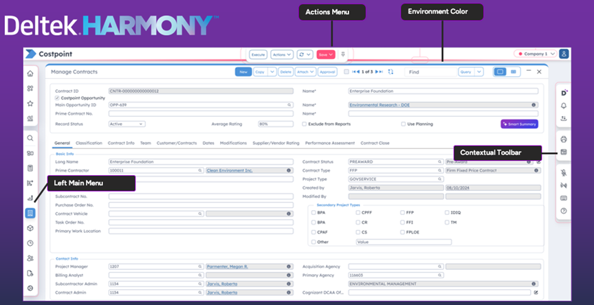 New UI based on Deltek Harmony design framework