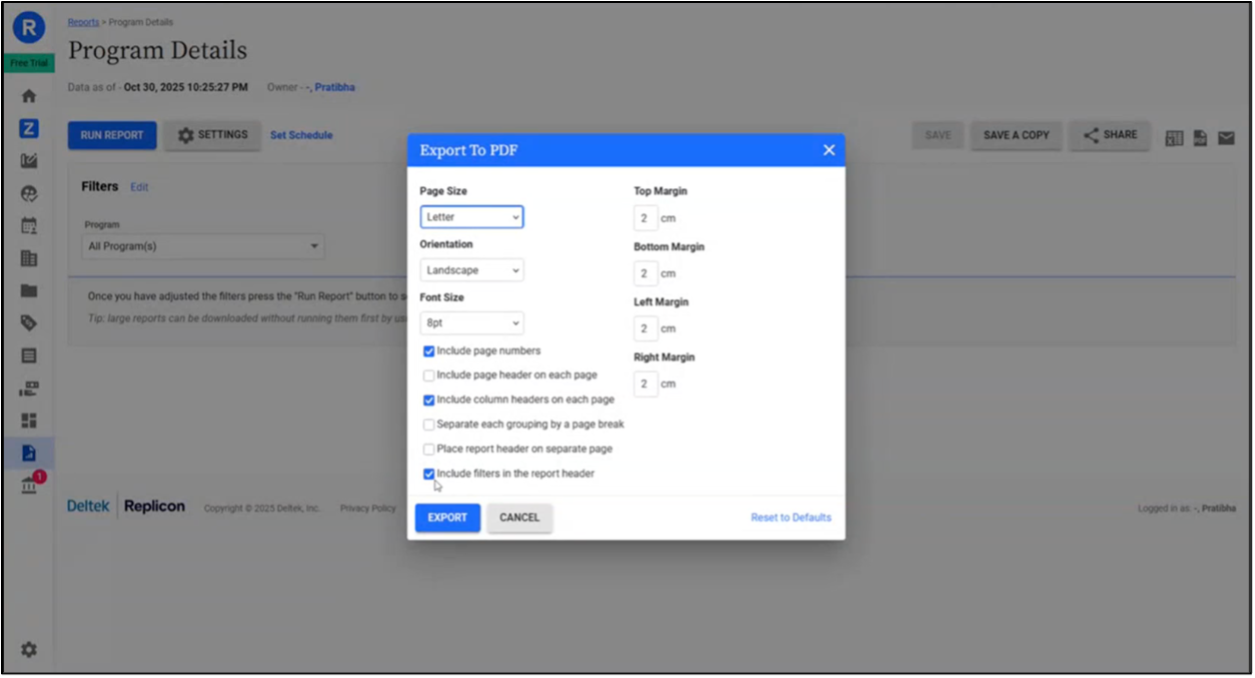 Exclude Filters in Report PDFs