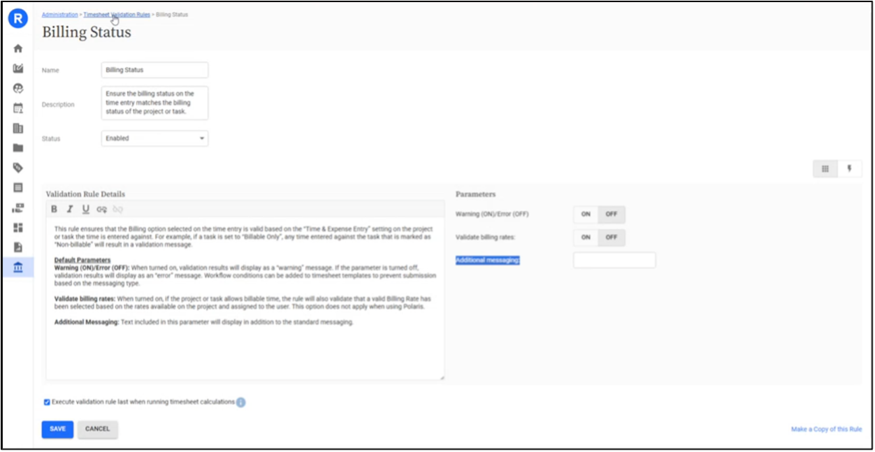 New Billing Status Validation Rule