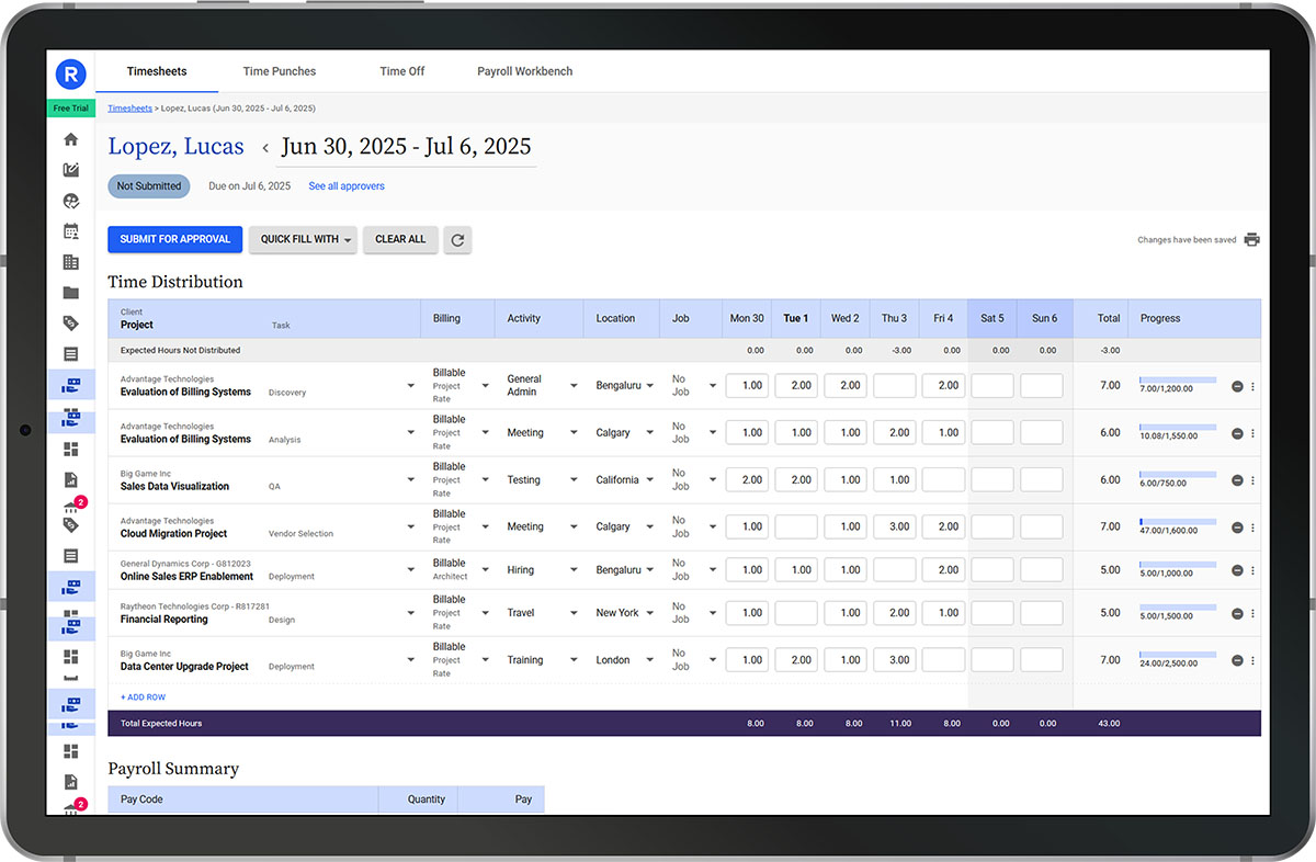Replicon's intelligent time tracking across locations