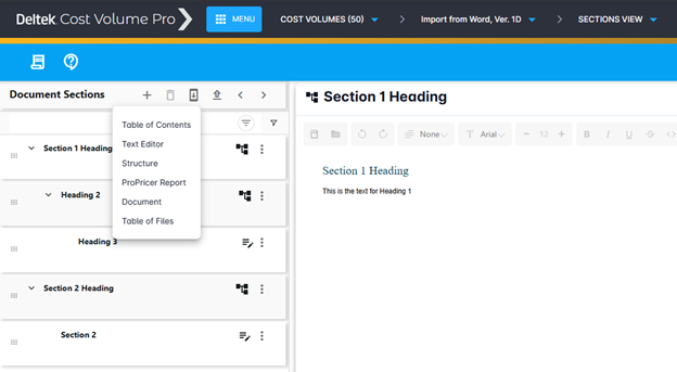 Add Sections Directly from Section View
