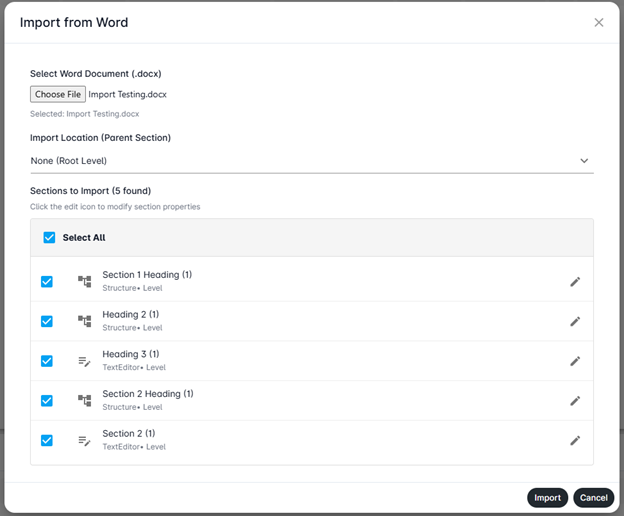 Import Structured Word Documents