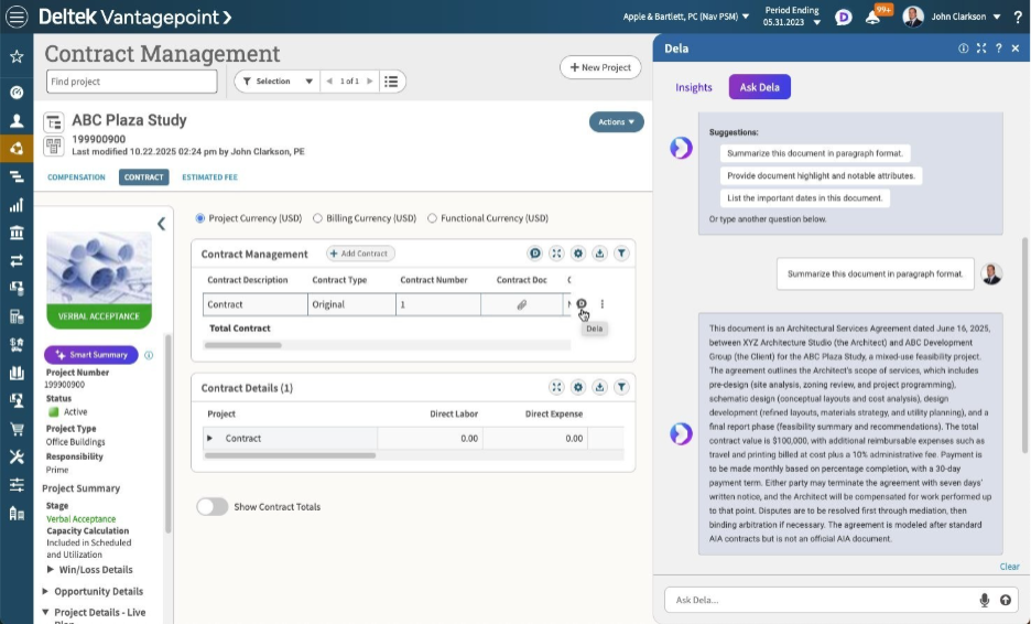 Pull rates, fee schedules, and key clauses in seconds with plain-language questions.