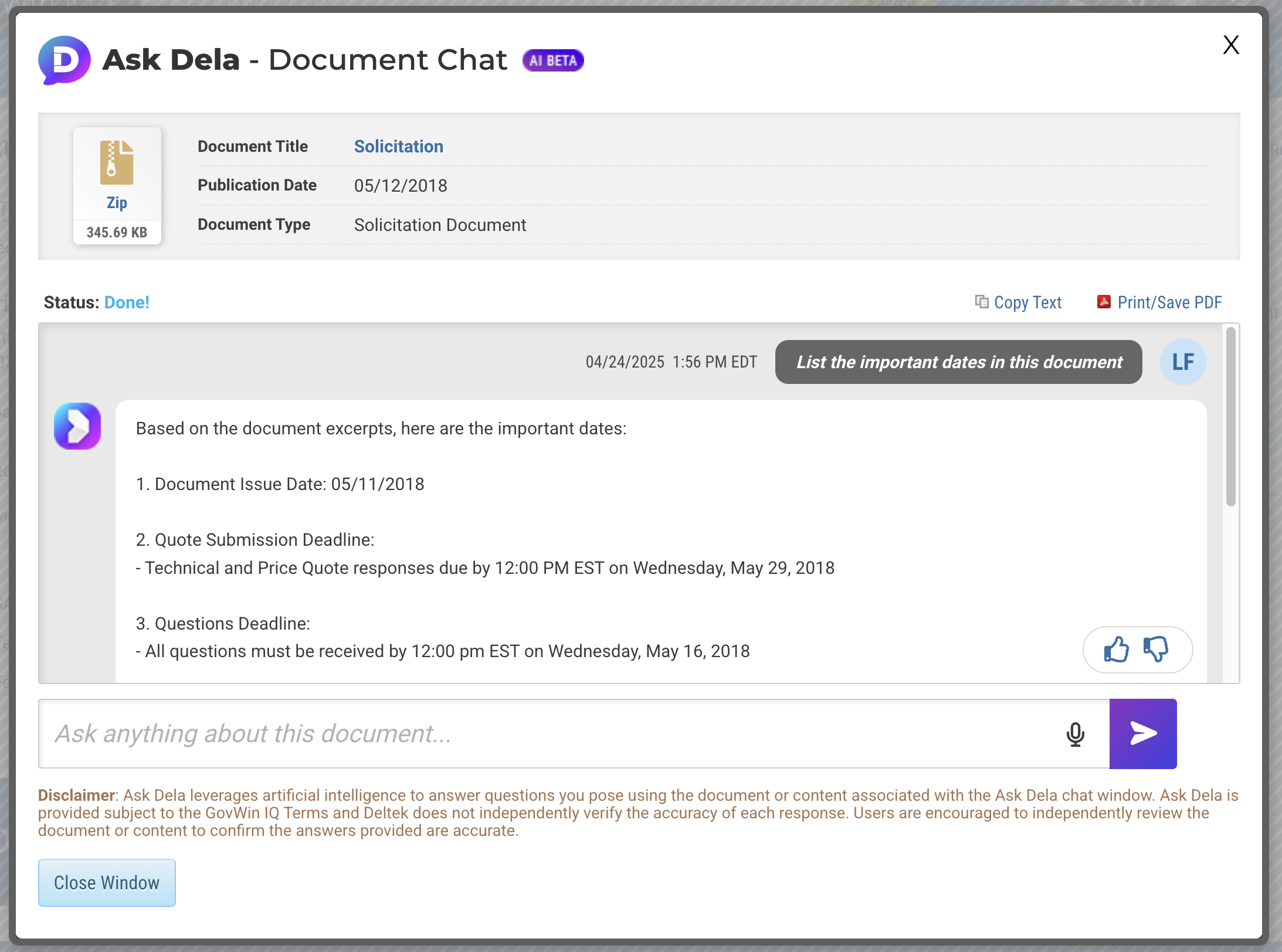 Ask Dela Document Chat