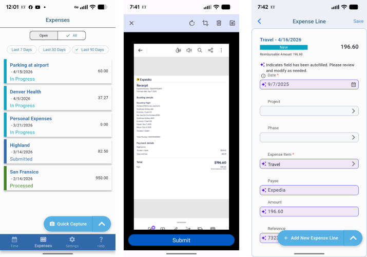 Take pictures of receipts to create expense records