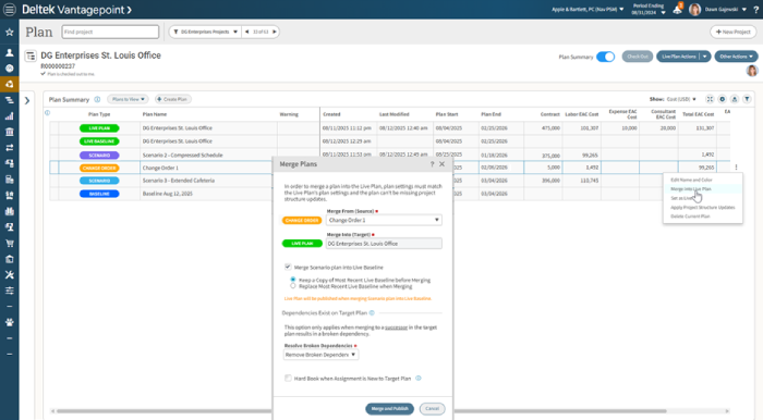Evaluate scope changes safely, then merge approved work into the live plan and baseline
