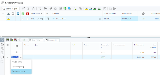 Review asset value, set the capitalization date, and confirm