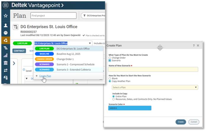 Test optimistic and conservative plans side by side, before committing to your live project plan 