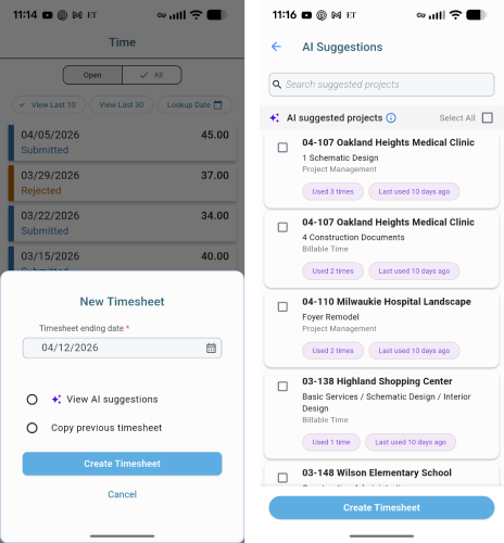 Leverage AI suggestions for faster time capture
