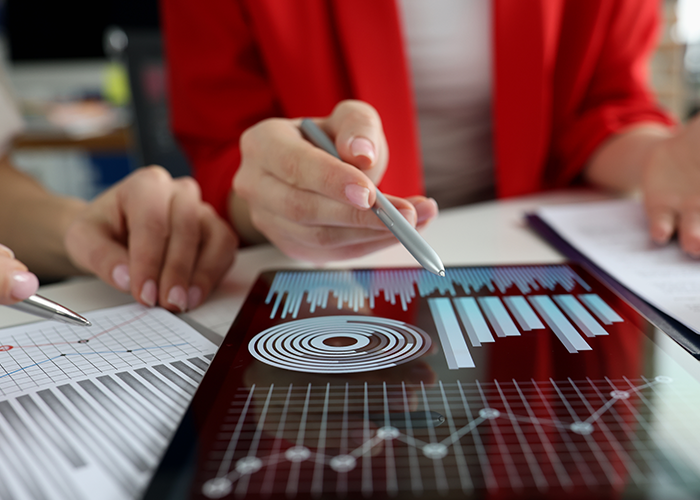 Charts and graphs on a tablet