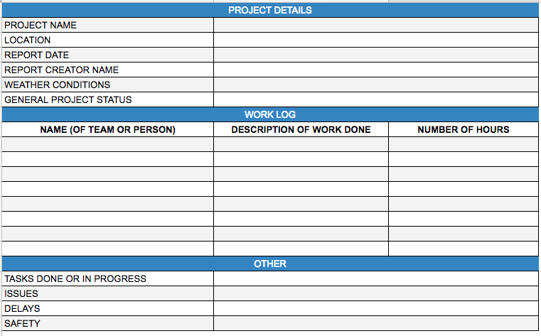 Daily Construction Report Template