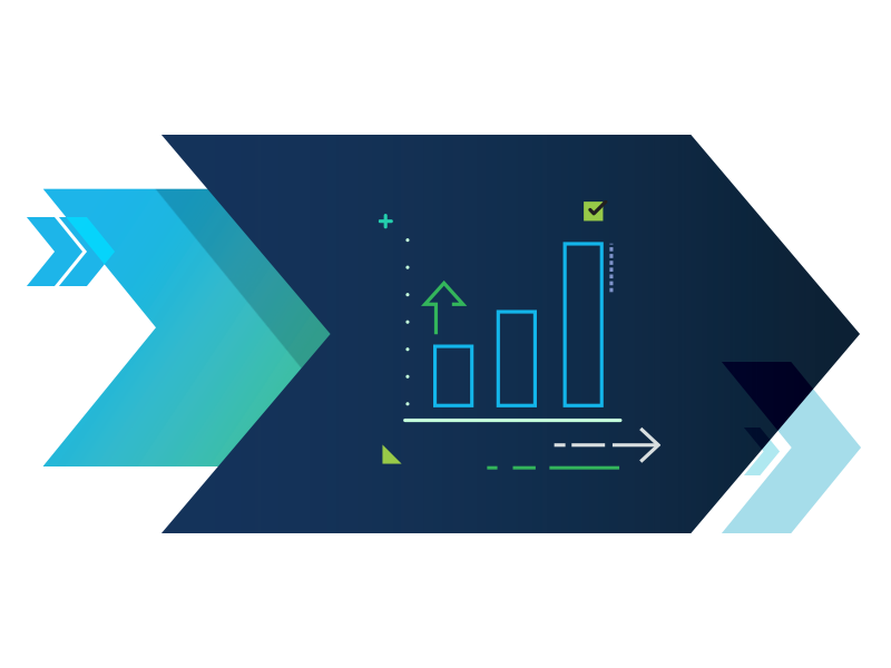 Maconomy Financial Budgeting module graphic showing simplified budget insights with upward-trending chart.