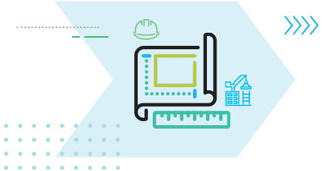 Illustration of construction tools and blueprint symbolizing detailed planning and specification management for A&E professionals.