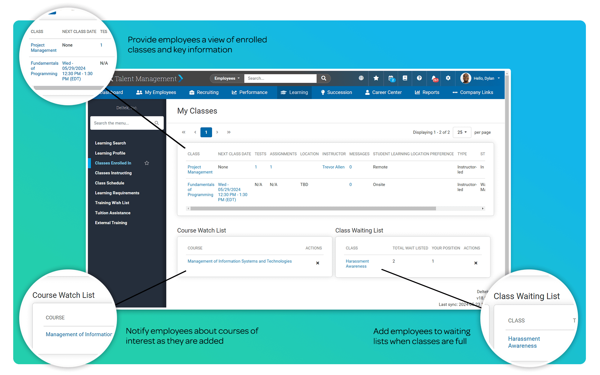 Deltek learning management features