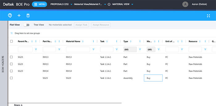 Material Estimating in BOE Pro &mdash; ERP-connected BOM workflow