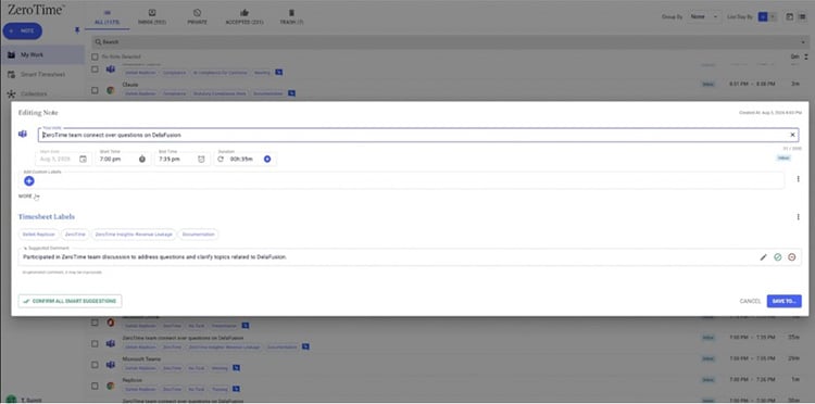 AI-generated timesheet comments