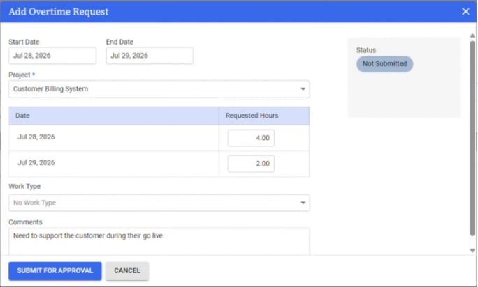 Plan and Control Overtime with Pre-Approval Requests