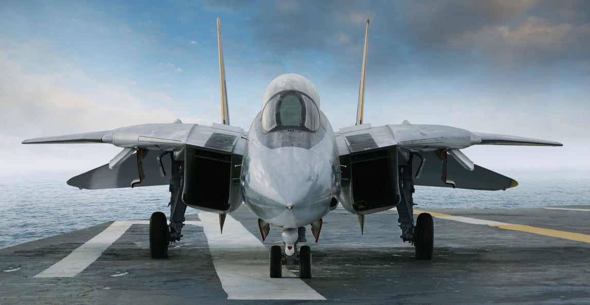 F14 tomcat fighter jet on aircraft carrier deck
