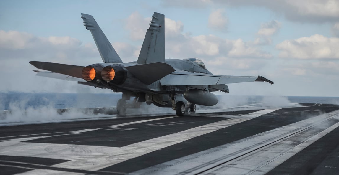 aircraft taking off on aircraft carrier