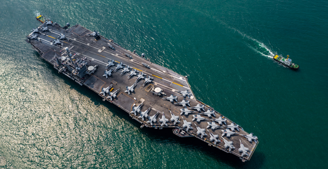 US Navy aircraft carrier at sea
