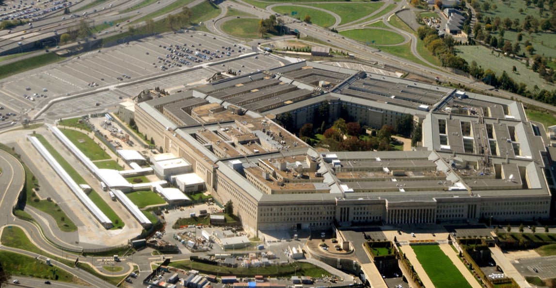 aerial view of US department of defense pentagon building