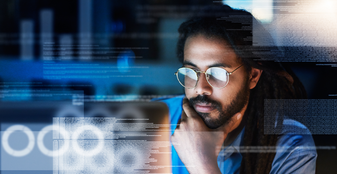 Developer focused on glowing AI code and data for ERP enhancement