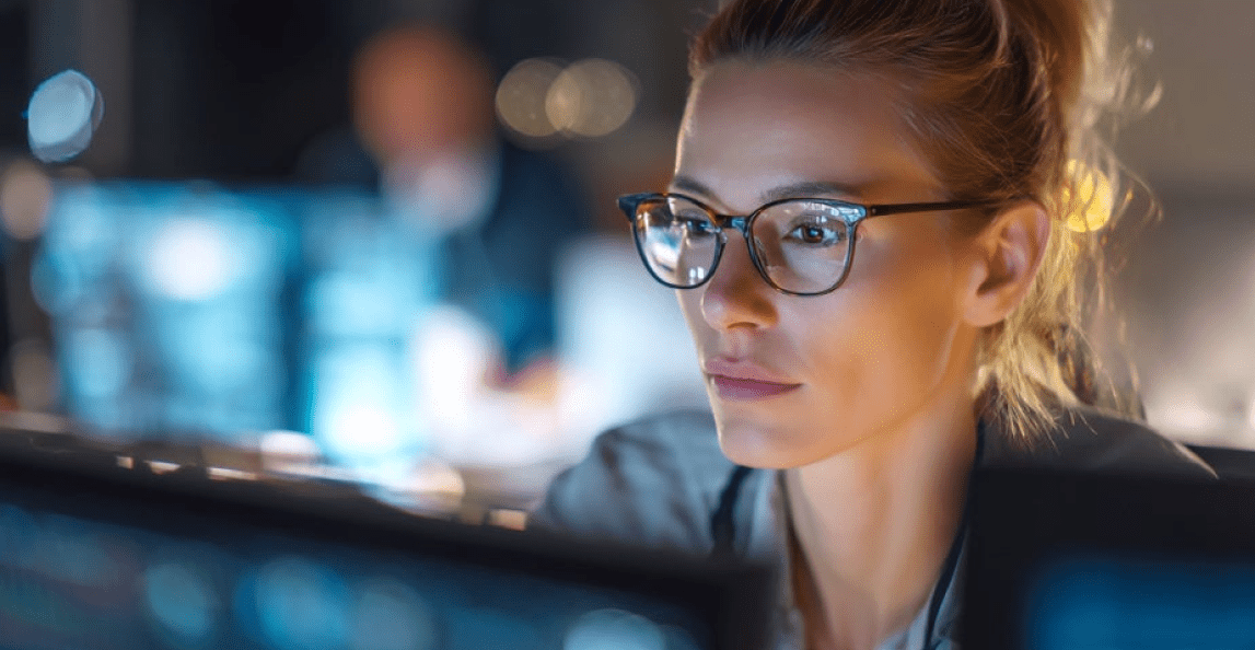 worker looking at computer monitor
