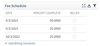 Billing Schedule