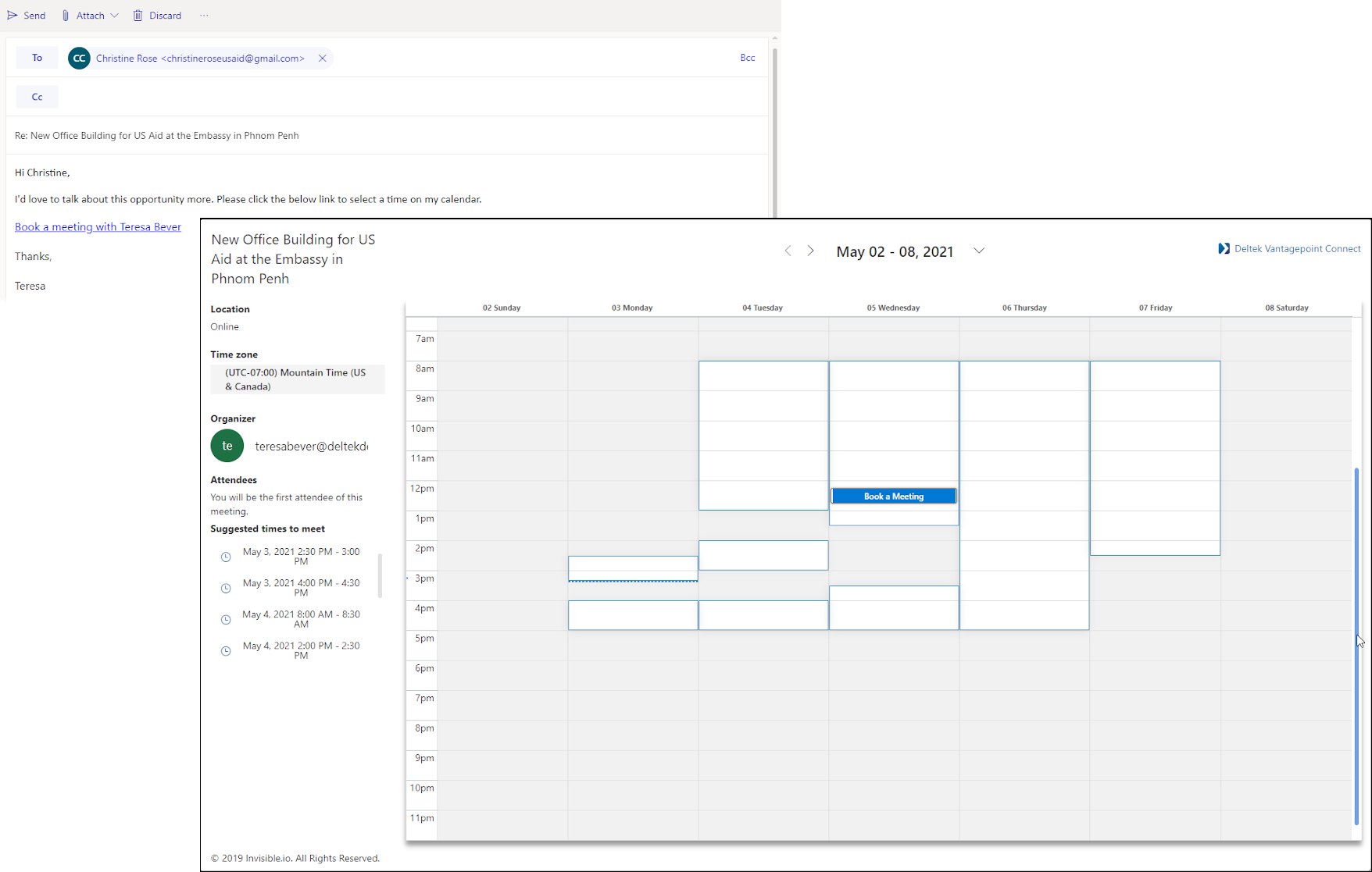Vantagepoint Connect, Schedule Meeting