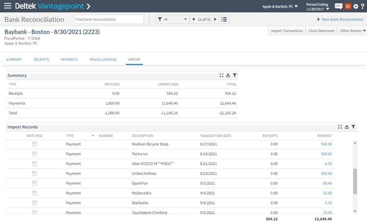 Automatic Bank Feeds in Vantagepoint