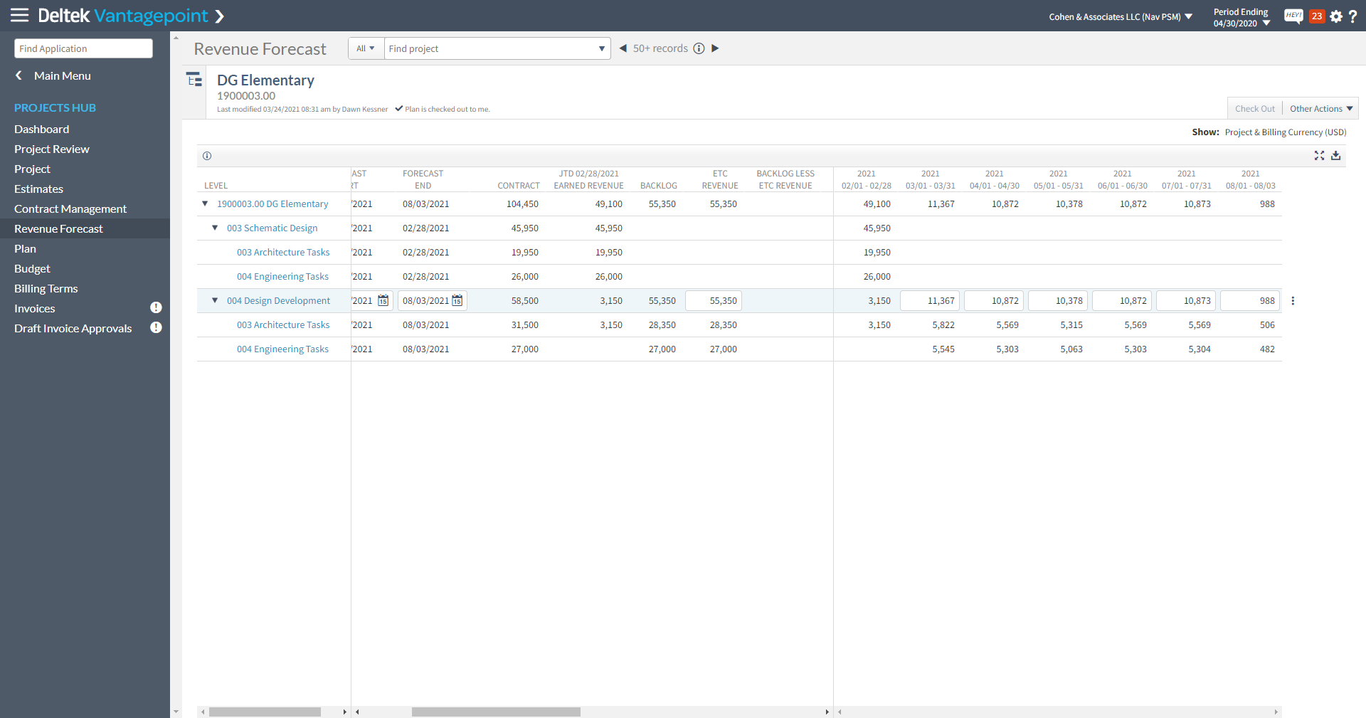 Vantagepoint Revenue Forecasting