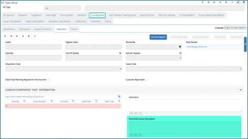 Nonconformance Description added to the UI configuration