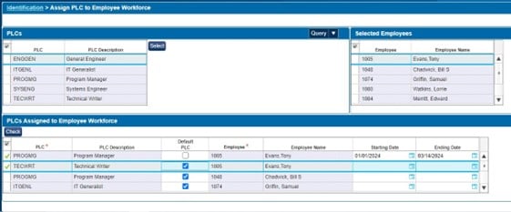 WORKFORCE START AND END DATES
