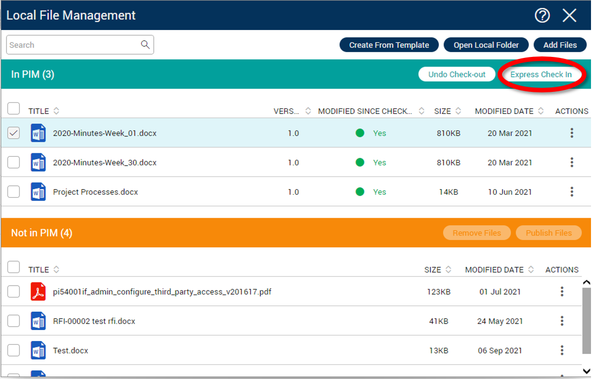 Deltek PIM Local File Management