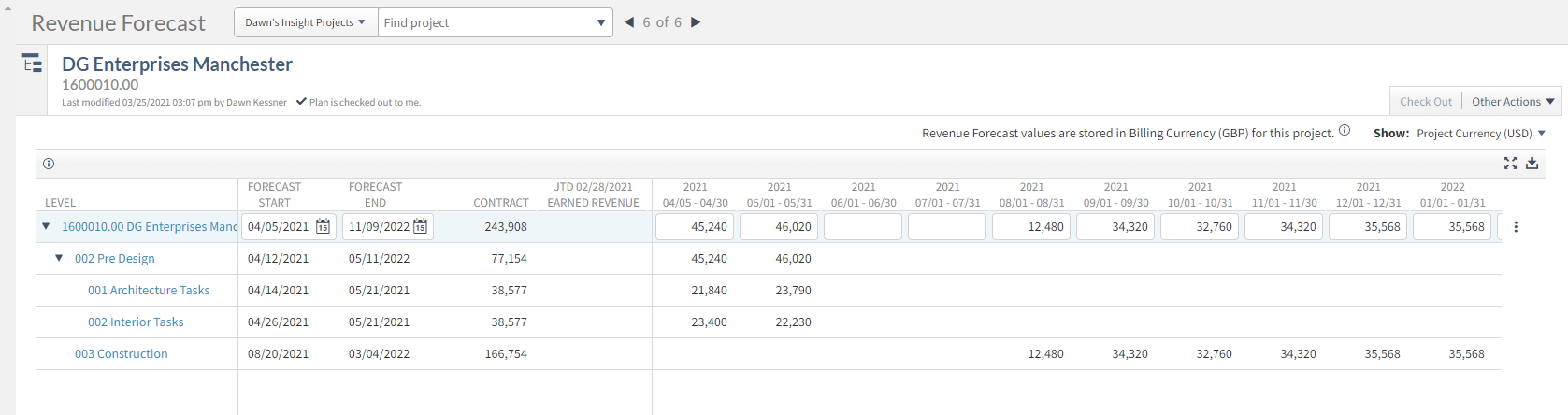 Vantagepoint Revenue Forecasting