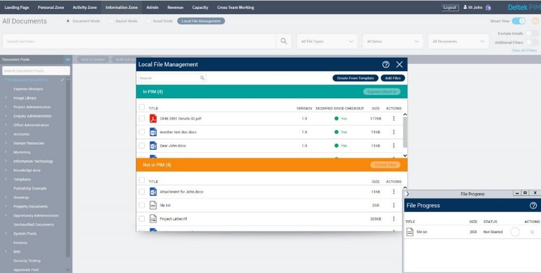 Deltek PIM Local File Management